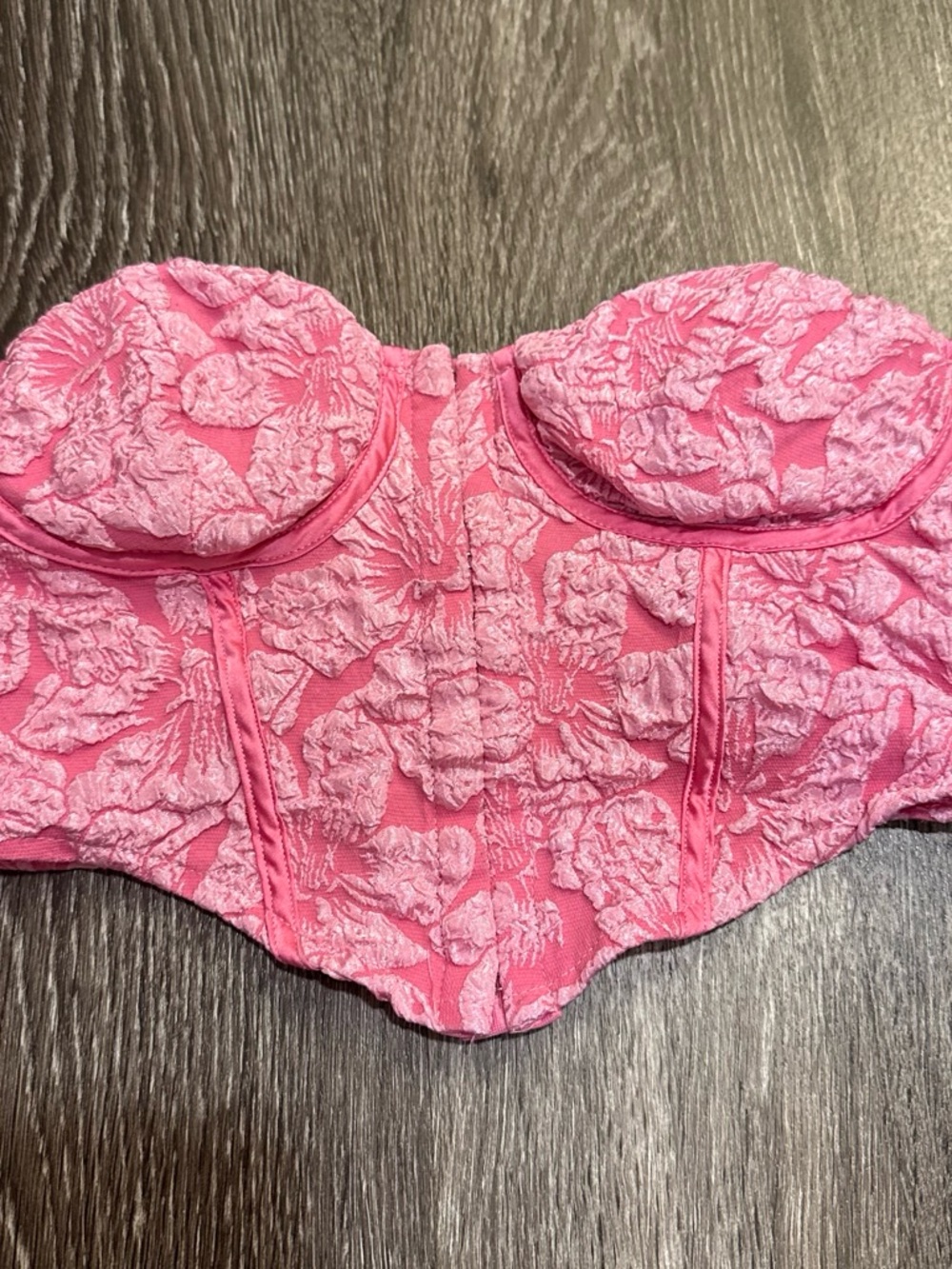 Pink Floral Strapless Bandeau Bustier Top